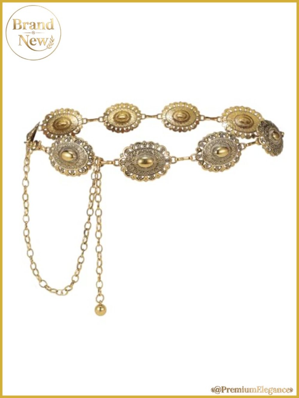Western Concho Chain Belt Adjustable Waist Chain for Dresses Jeans